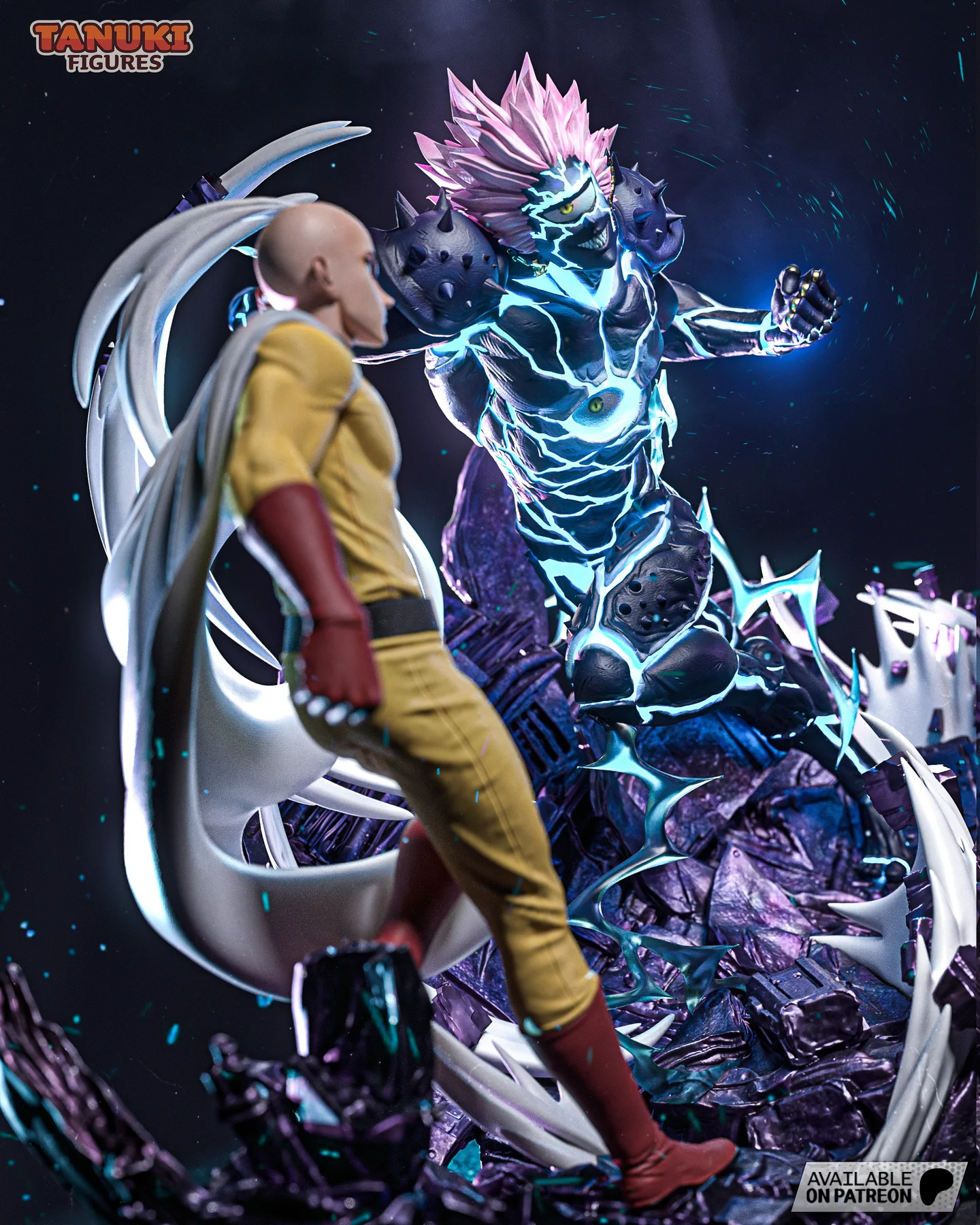 Saitama vs Boros - One Punch Man - Diorama Hand Painted Collectible Statue