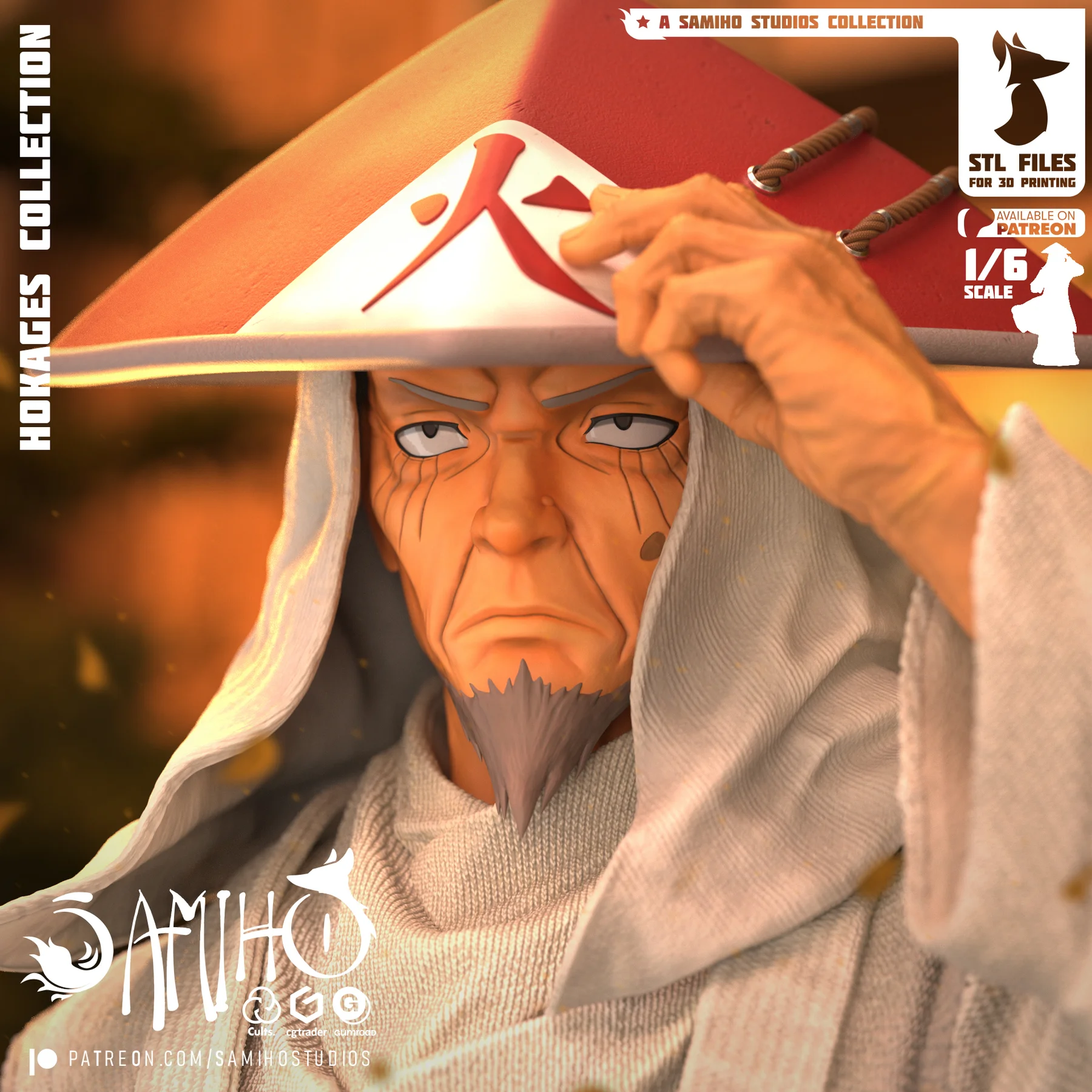 Sarutobi Hiruzen Hand Painted Collectible Statue