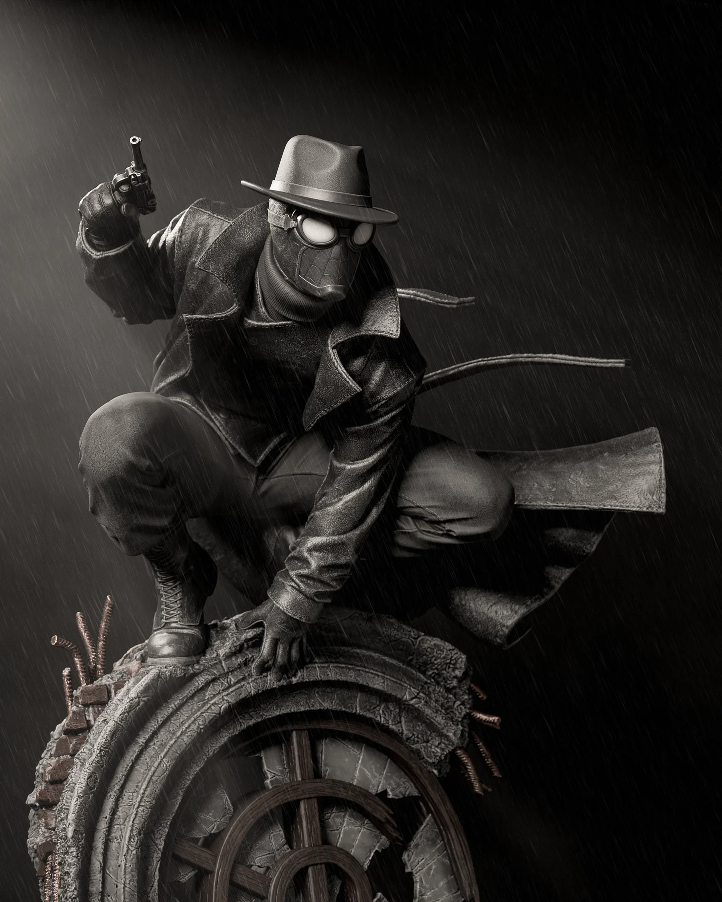 Spider Man Noir Hand Painted Collectible Statue